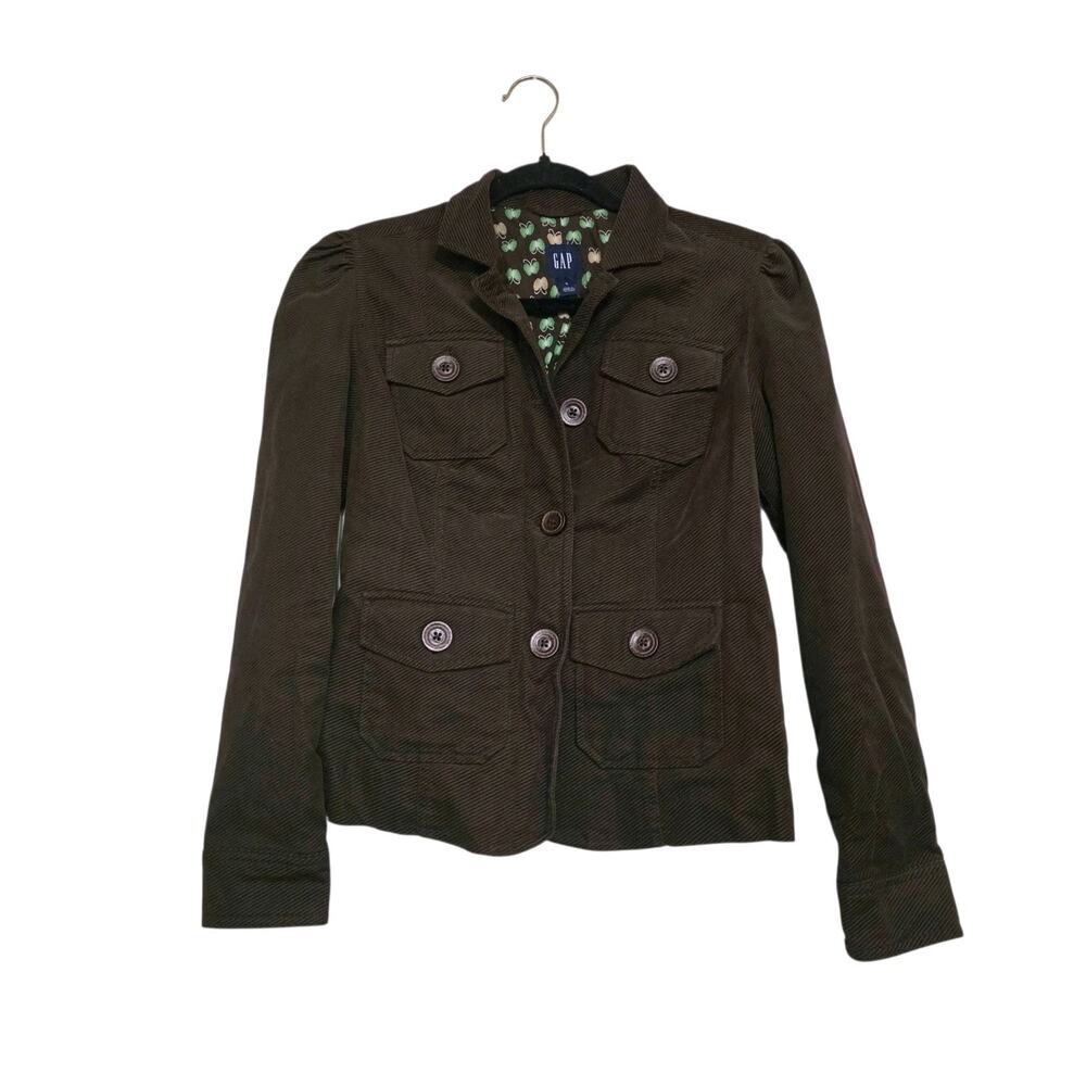 Vintage Gap Brown Pinstripe Jacket Womens 0 Preppy Boho Office Siren